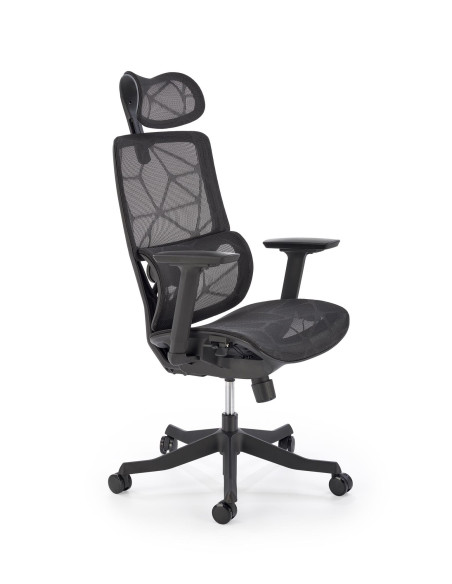 OSVALDO Fotel Czarny | Regulacja Podłokietników, Zagłówka, Podparcia Pleców