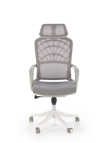 VESUVIO 2 Fotel Gabinetowy Popielaty/Biały | Regulowany Zagłówek, Siatka