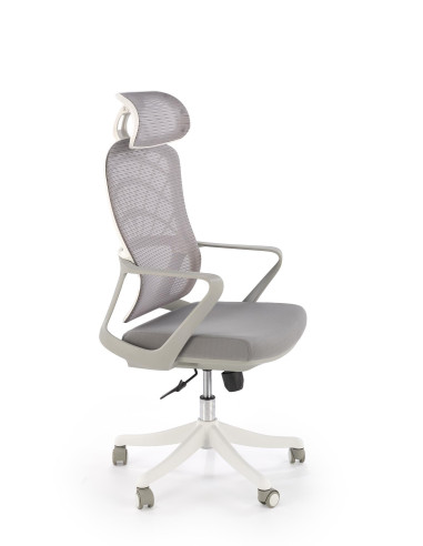 VESUVIO 2 Fotel Gabinetowy Popielaty/Biały | Regulowany Zagłówek, Siatka