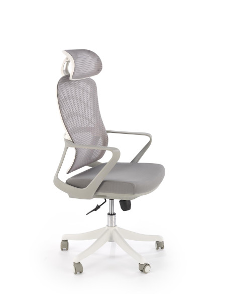 VESUVIO 2 Fotel Gabinetowy Popielaty/Biały | Regulowany Zagłówek, Siatka