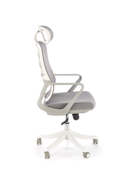 VESUVIO 2 Fotel Gabinetowy Popielaty/Biały | Regulowany Zagłówek, Siatka