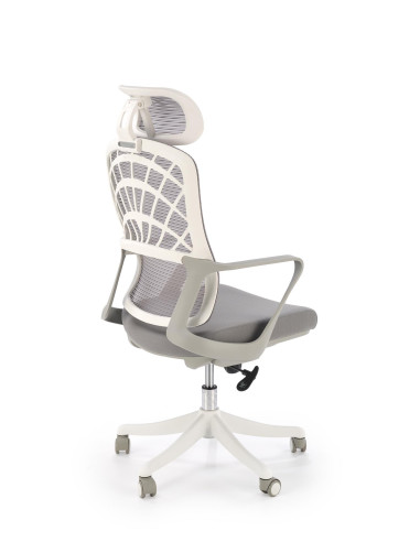 VESUVIO 2 Fotel Gabinetowy Popielaty/Biały | Regulowany Zagłówek, Siatka