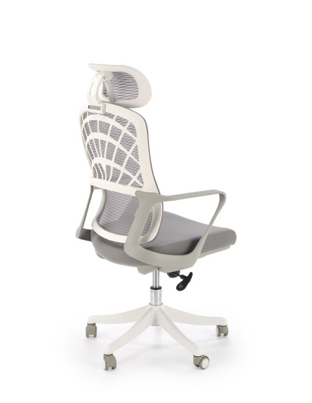VESUVIO 2 Fotel Gabinetowy Popielaty/Biały | Regulowany Zagłówek, Siatka