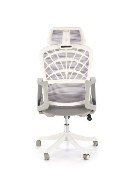 VESUVIO 2 Fotel Gabinetowy Popielaty/Biały | Regulowany Zagłówek, Siatka