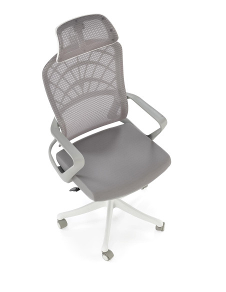 VESUVIO 2 Fotel Gabinetowy Popielaty/Biały | Regulowany Zagłówek, Siatka