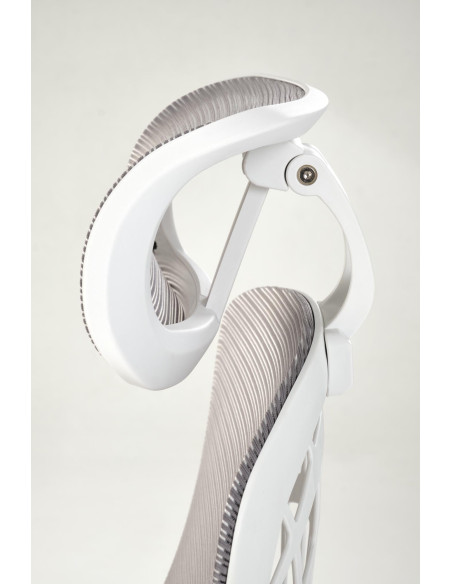 VESUVIO 2 Fotel Gabinetowy Popielaty/Biały | Regulowany Zagłówek, Siatka