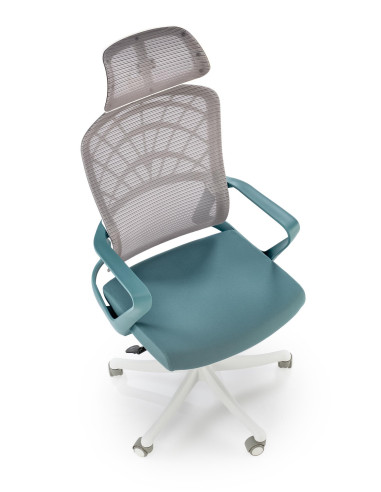 VESUVIO 2 Fotel Gabinetowy Turkusowy/Biały | Regulowany Zagłówek, Siatka