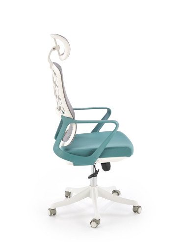 VESUVIO 2 Fotel Gabinetowy Turkusowy/Biały | Regulowany Zagłówek, Siatka