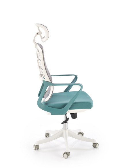 VESUVIO 2 Fotel Gabinetowy Turkusowy/Biały | Regulowany Zagłówek, Siatka