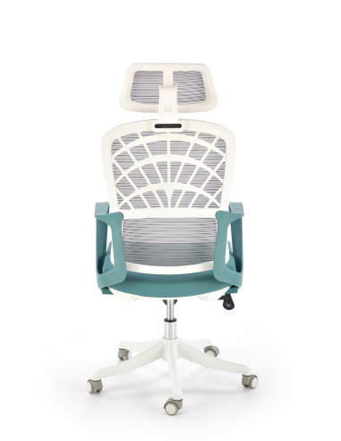 VESUVIO 2 Fotel Gabinetowy Turkusowy/Biały | Regulowany Zagłówek, Siatka