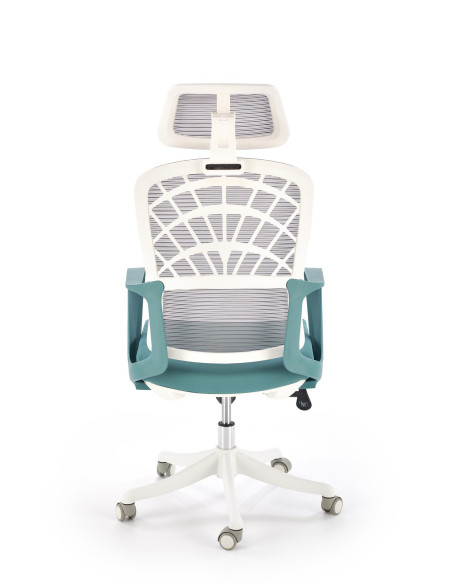 VESUVIO 2 Fotel Gabinetowy Turkusowy/Biały | Regulowany Zagłówek, Siatka