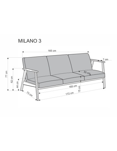 MILANO 3S sofa - oliwkowy tap. Castel 39 (1p 1szt)