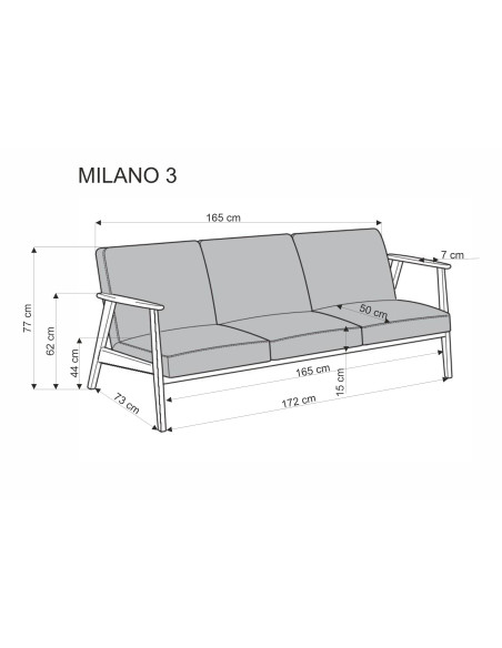 MILANO 3S sofa - oliwkowy tap. Castel 39 (1p 1szt)