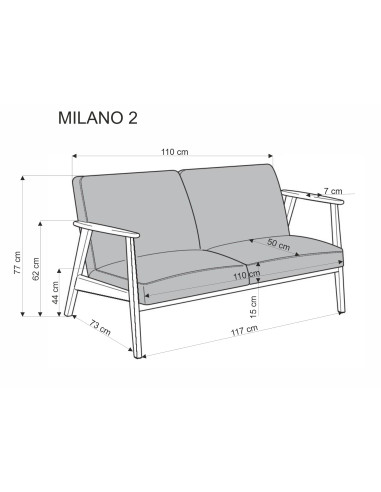 MILANO 2S sofa - oliwkowy tap. Castel 39 (1p 1szt)