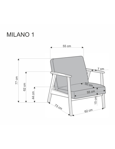 MILANO 1S fotel - oliwkowy tap. Castel 39 (1p 1szt)