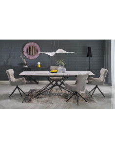 ALFREDO stół rozkładany, biały marmur / czarny (2p 1szt)