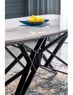 ALFREDO stół rozkładany, biały marmur / czarny (2p 1szt) 2