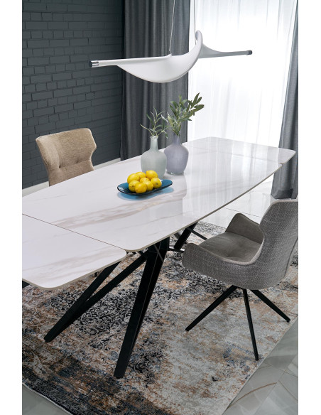ALFREDO stół rozkładany, biały marmur / czarny (2p 1szt)