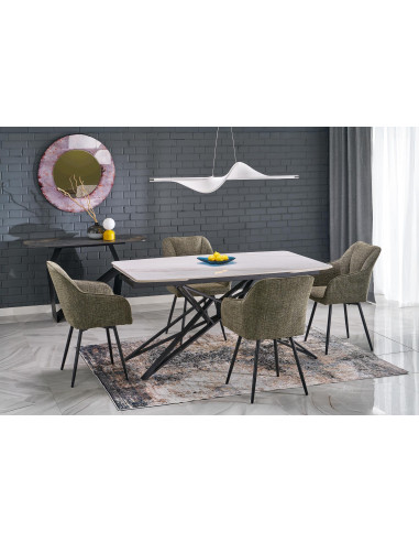 ALFREDO stół rozkładany, biały marmur / czarny (2p 1szt)