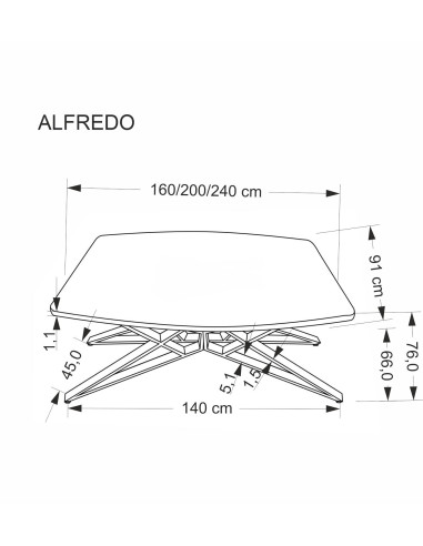 ALFREDO stół rozkładany, biały marmur / czarny (2p 1szt)