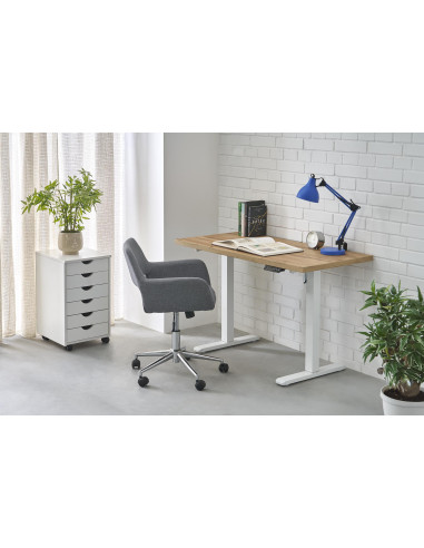 B/54 biurko z funkcją regulacji wysokości, blat - dąb artisan, stelaż - biały
