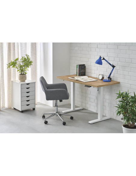 B/54 biurko z funkcją regulacji wysokości, blat - dąb artisan, stelaż - biały