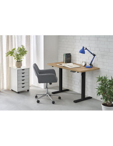 B/54 biurko z funkcją regulacji wysokości, blat - dąb artisan, stelaż - czarny