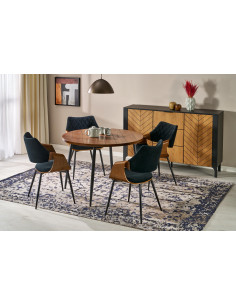 BARRY stół okrągły, blat - orzechowy, nogi - czarny (1p 1szt)