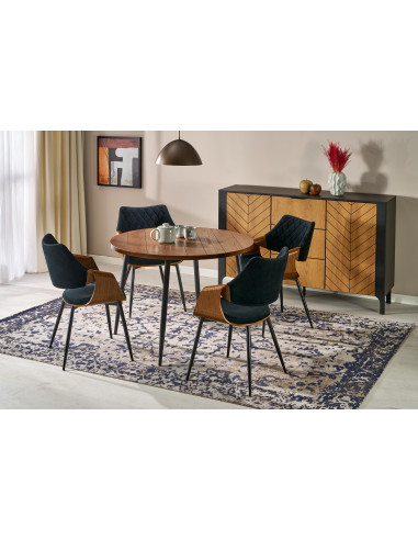 BARRY stół okrągły, blat - orzechowy, nogi - czarny (1p 1szt)