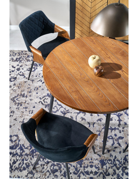 BARRY stół okrągły, blat - orzechowy, nogi - czarny (1p 1szt)