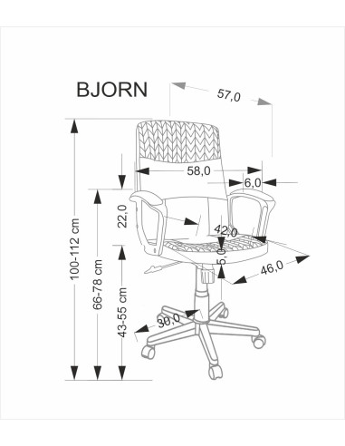 BJORN fotel obrotowy czarno-popielaty