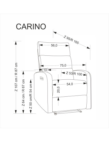 CARINIO fotel wypoczynkowy popielaty