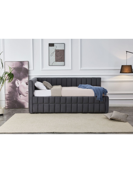 DERBY łóżko z wysuwanym dolnym materacem, popielaty (2p 1szt)