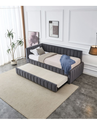 DERBY łóżko z wysuwanym dolnym materacem, popielaty (2p 1szt)