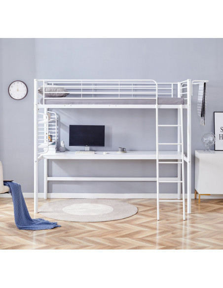 DOLCE łóżko piętrowe z biurkiem i organizerem, biały (3p 1szt)