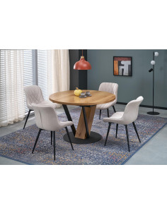 FANIS okrągły stół rozkładany, naturalny / czarny  (3p 1szt)