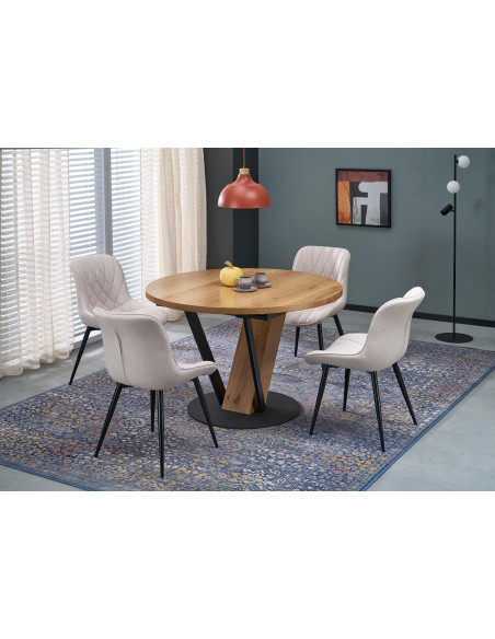 FANIS okrągły stół rozkładany, naturalny / czarny  (3p 1szt)