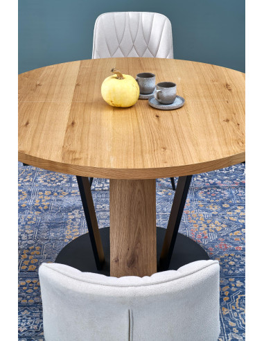 FANIS okrągły stół rozkładany, naturalny / czarny  (3p 1szt)