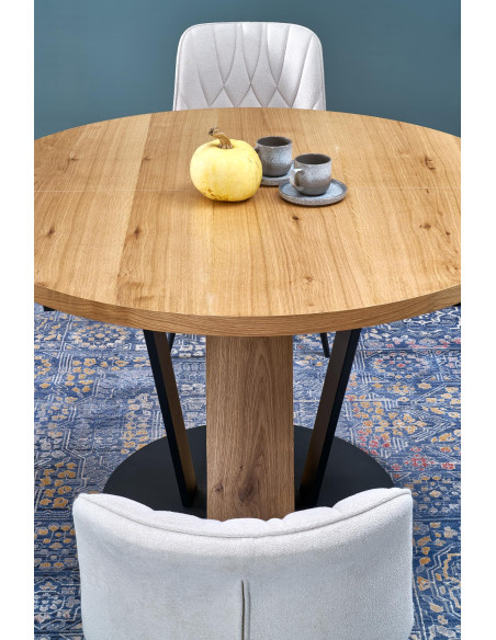 FANIS okrągły stół rozkładany, naturalny / czarny  (3p 1szt)