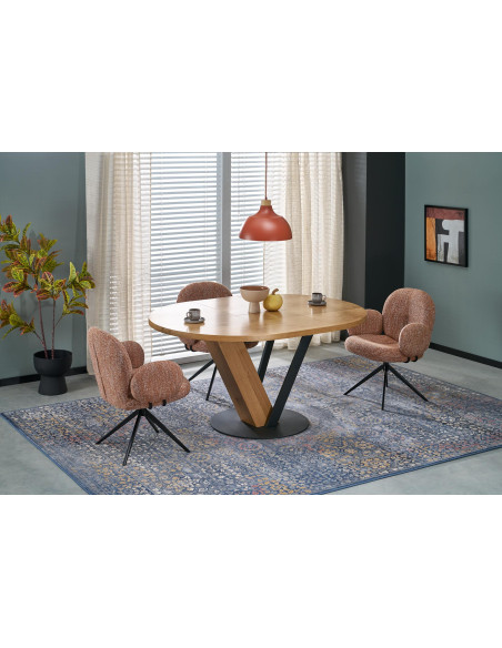 FANIS okrągły stół rozkładany, naturalny / czarny  (3p 1szt)