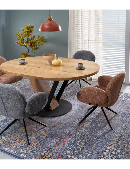 FANIS okrągły stół rozkładany, naturalny / czarny  (3p 1szt)