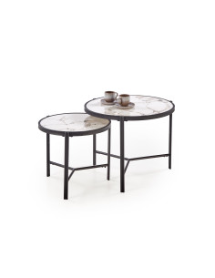 FATIMA zestaw 2 ław, biały marmur / czarny (1p 1szt)