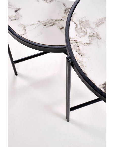 FATIMA zestaw 2 ław, biały marmur / czarny (1p 1szt)