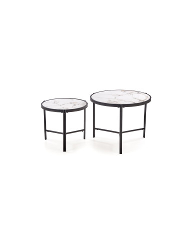 FATIMA zestaw 2 ław, biały marmur / czarny (1p 1szt)