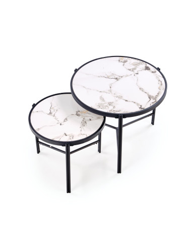 FATIMA zestaw 2 ław, biały marmur / czarny (1p 1szt)