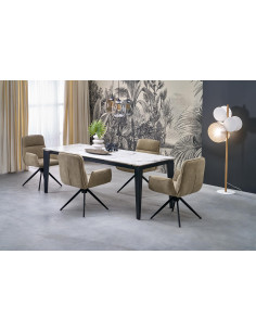 FELIX stół rozkładany, blat - biały marmur, nogi - czarny (2p 1szt)