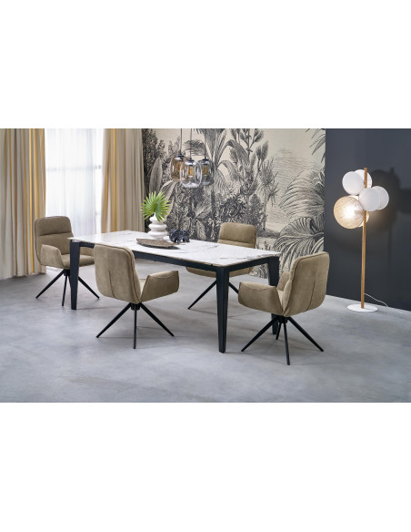 FELIX stół rozkładany, blat - biały marmur, nogi - czarny (2p 1szt)