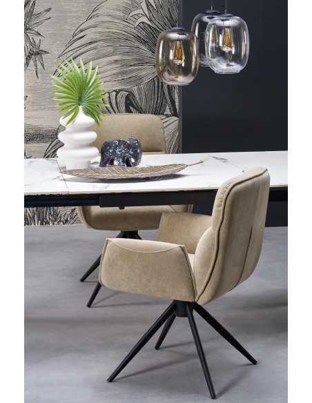 FELIX stół rozkładany, blat - biały marmur, nogi - czarny (2p 1szt)