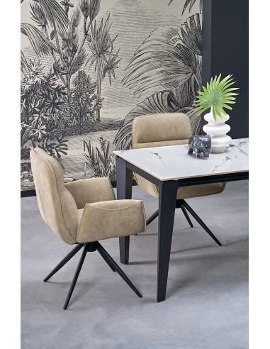 FELIX stół rozkładany, blat - biały marmur, nogi - czarny (2p 1szt)