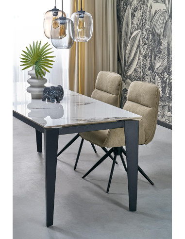 FELIX stół rozkładany, blat - biały marmur, nogi - czarny (2p 1szt)